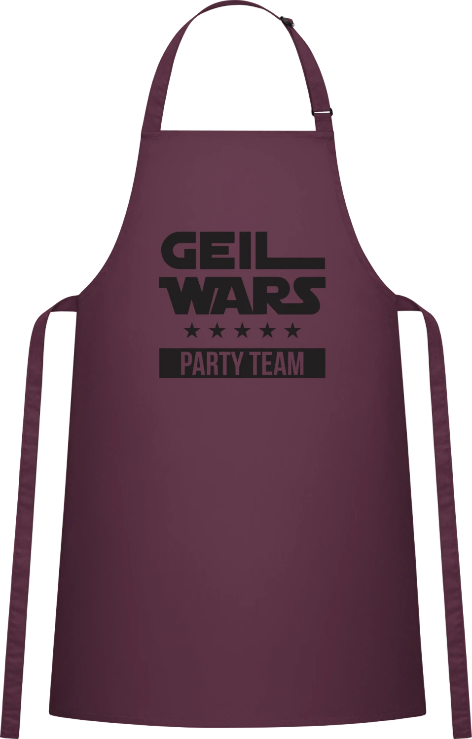 GEIL WARS Party Team - Aubergine Cotton Bib Apron - Front