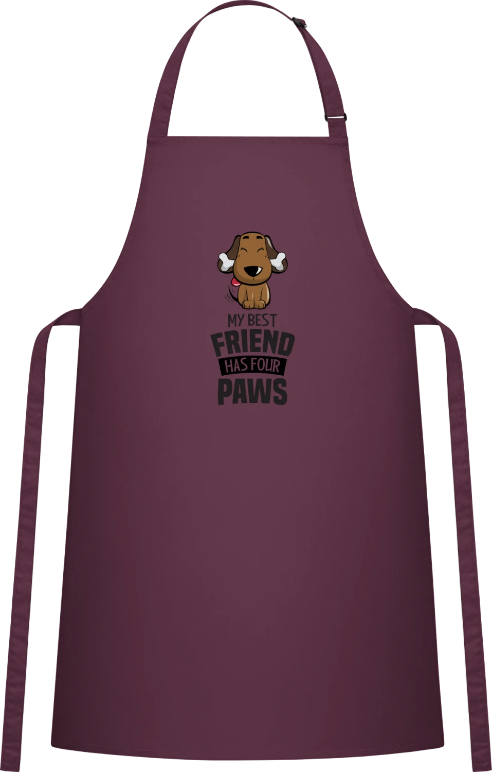 My Best Friend Has Four Paws Dog - Aubergine Cotton Bib Apron - Front