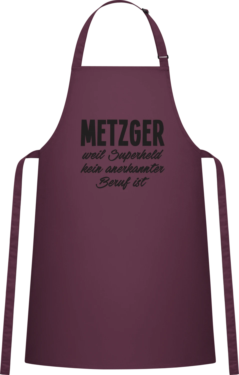 Metzger weil Superheld kein anerkannter Beruf ist. - Aubergine Cotton Bib Apron - Front