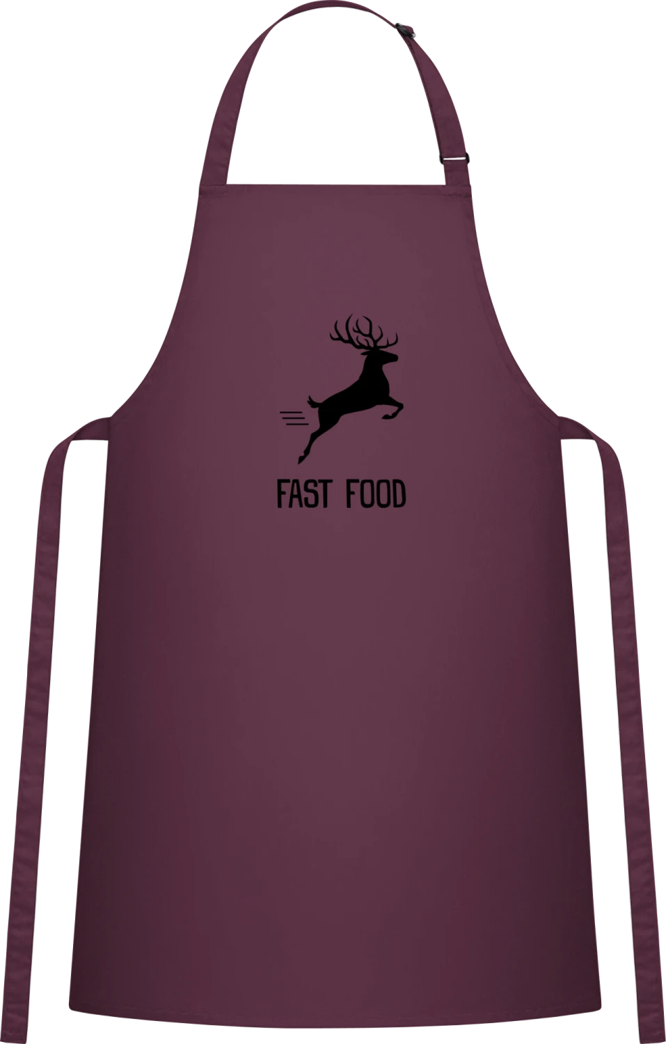 Fast Food Deer - Aubergine Cotton Bib Apron - Front