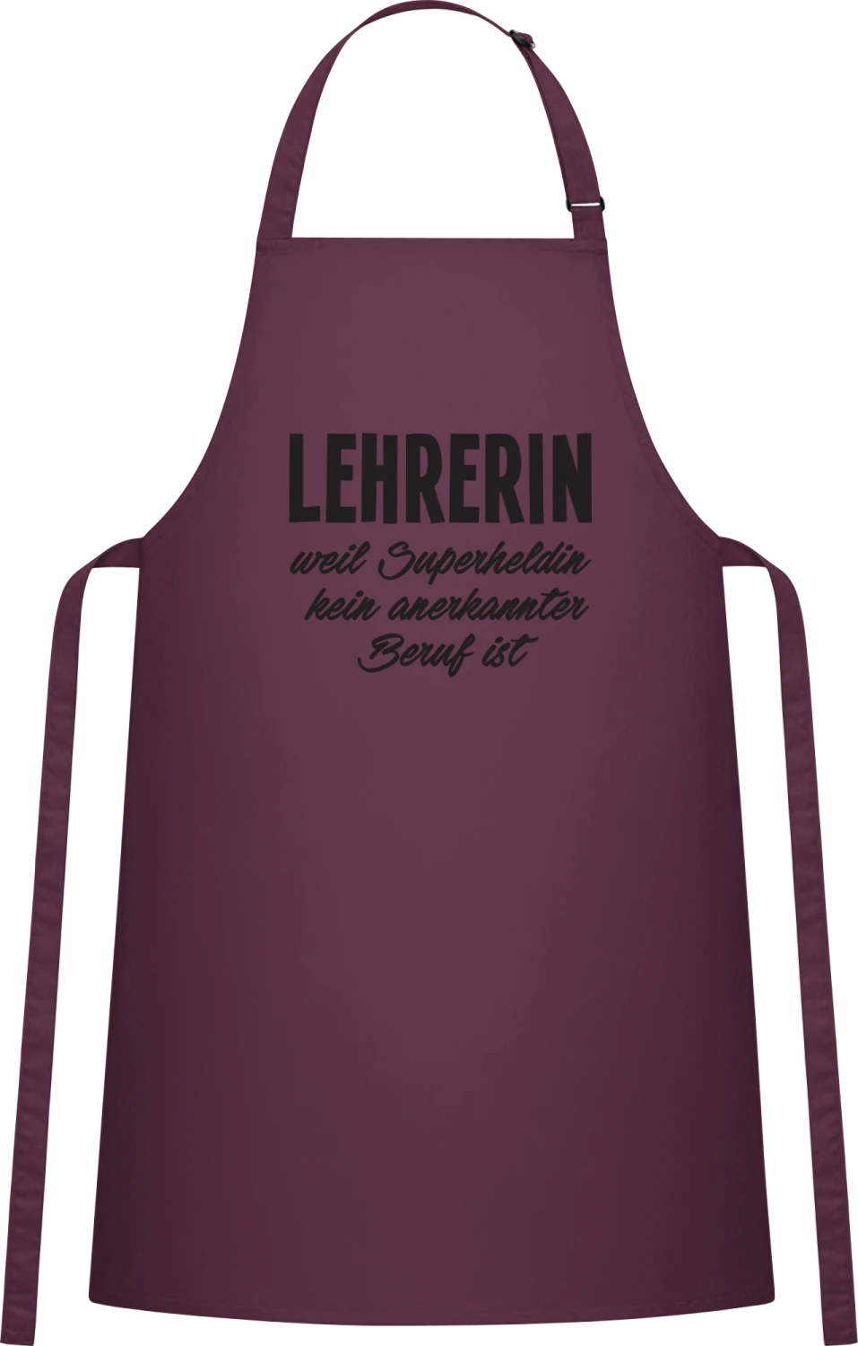 Lehrerin weil Superheldin kein anerkannter Beruf ist - Aubergine Cotton Bib Apron - Front