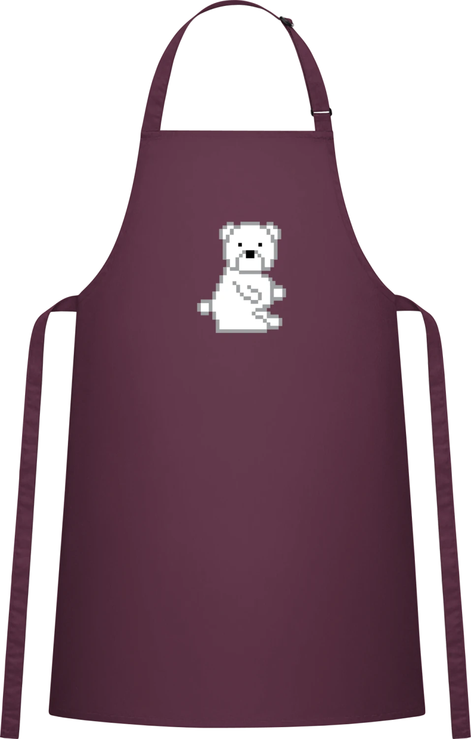 Pixel Ice Bear - Aubergine Cotton Bib Apron - Front