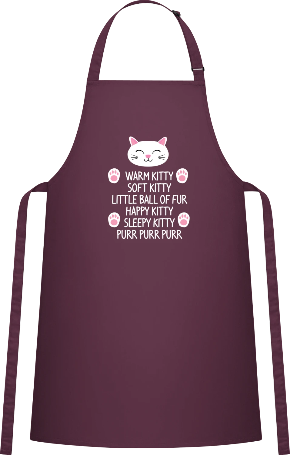 Soft Kitty Warm Kitty Song - Aubergine Cotton Bib Apron - Front