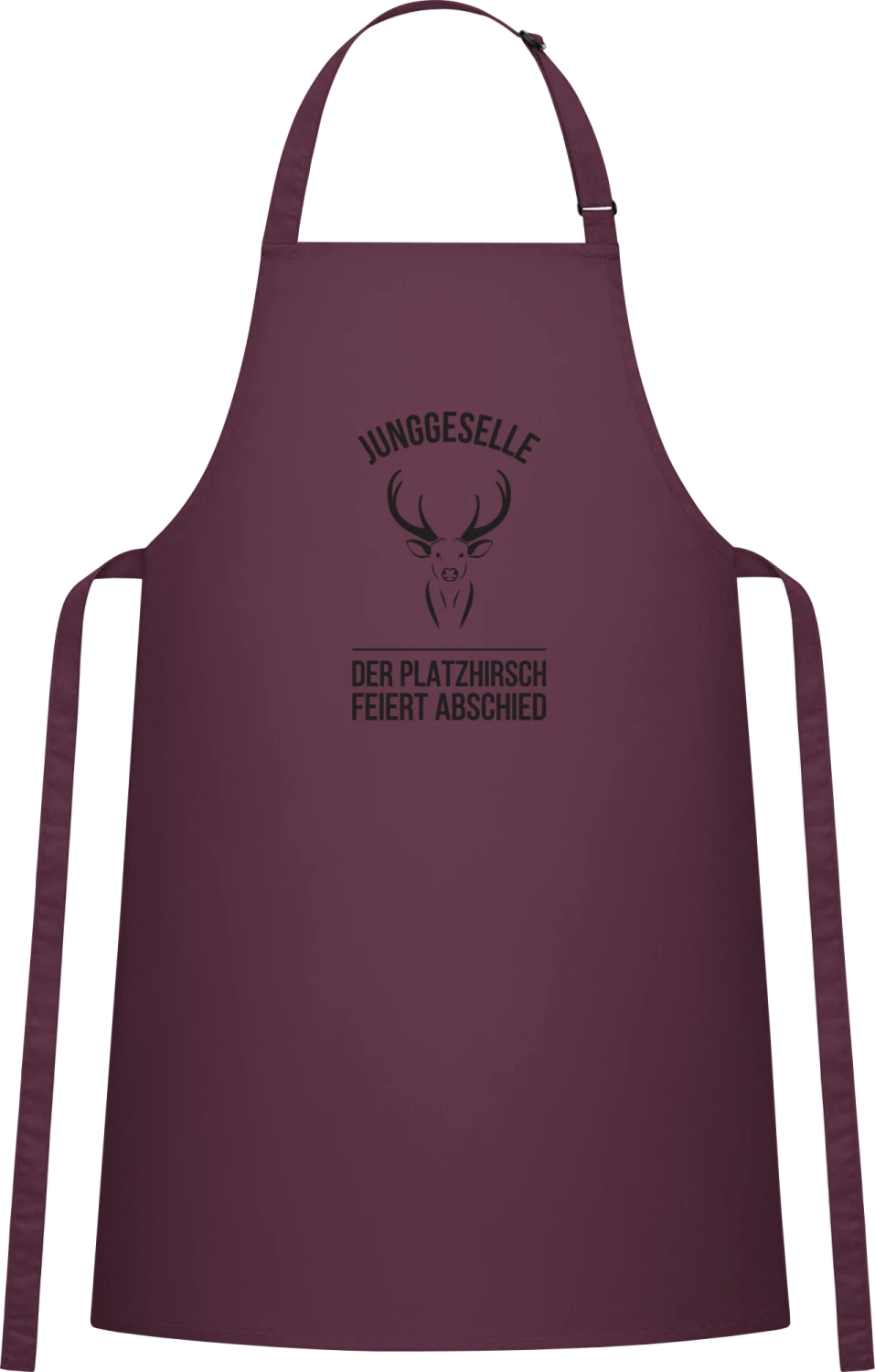 Junggeselle der Platzhirsch feiert Abschied - Aubergine Cotton Bib Apron - Front