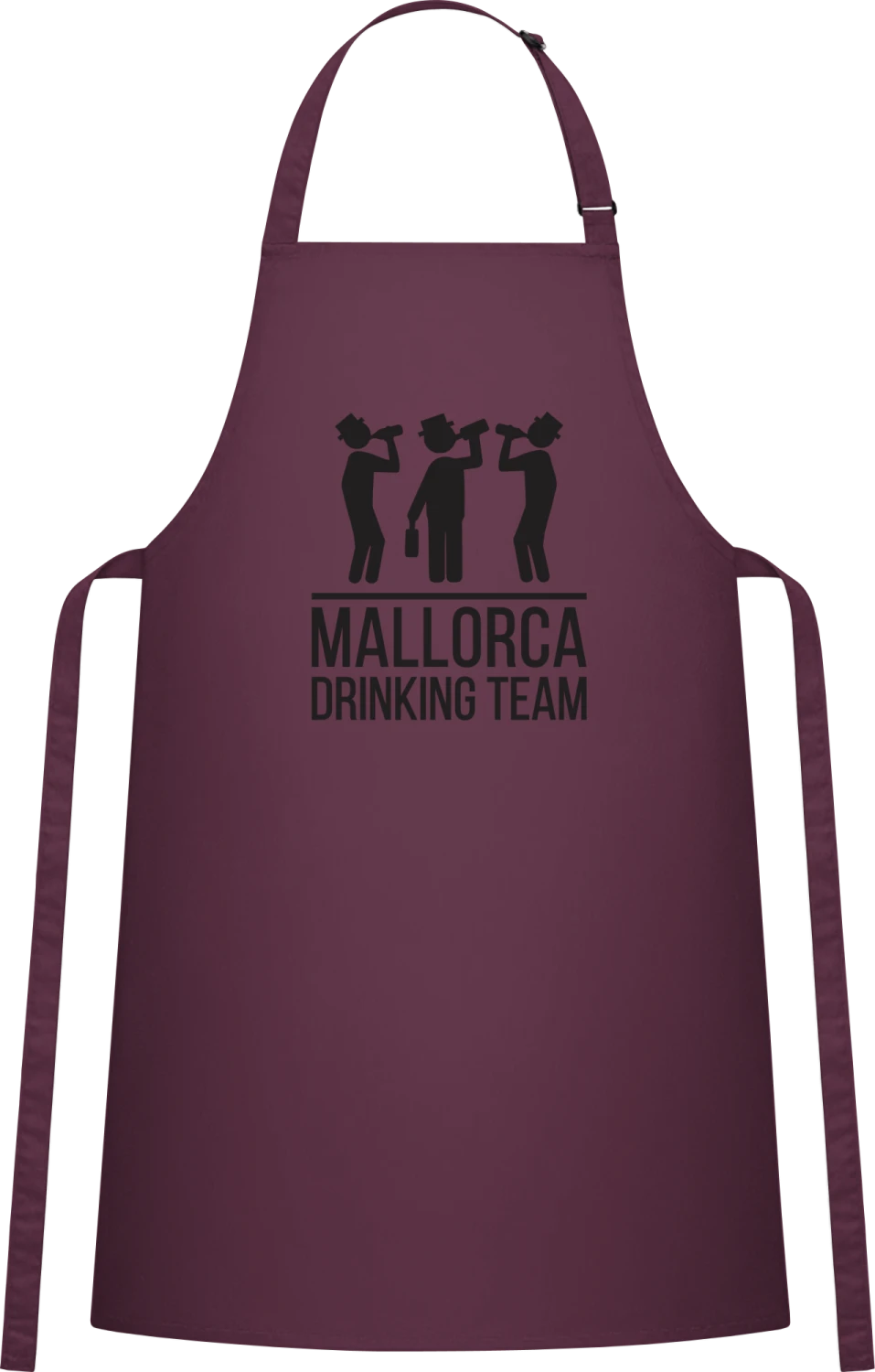 Mallorca Drinking Team - Aubergine Cotton Bib Apron - Front