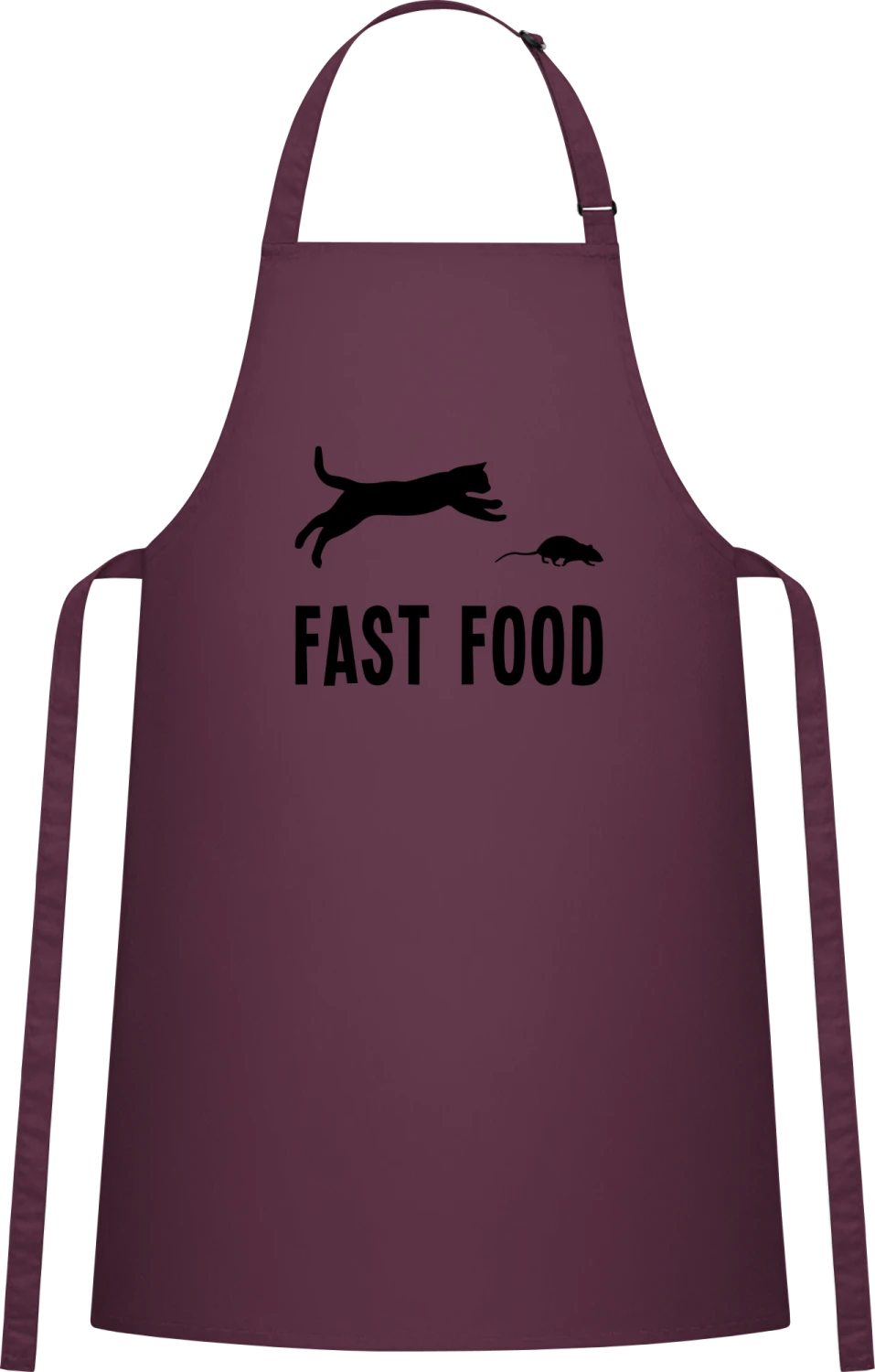 Fast Food Cat Mouse - Aubergine Cotton Bib Apron - Front