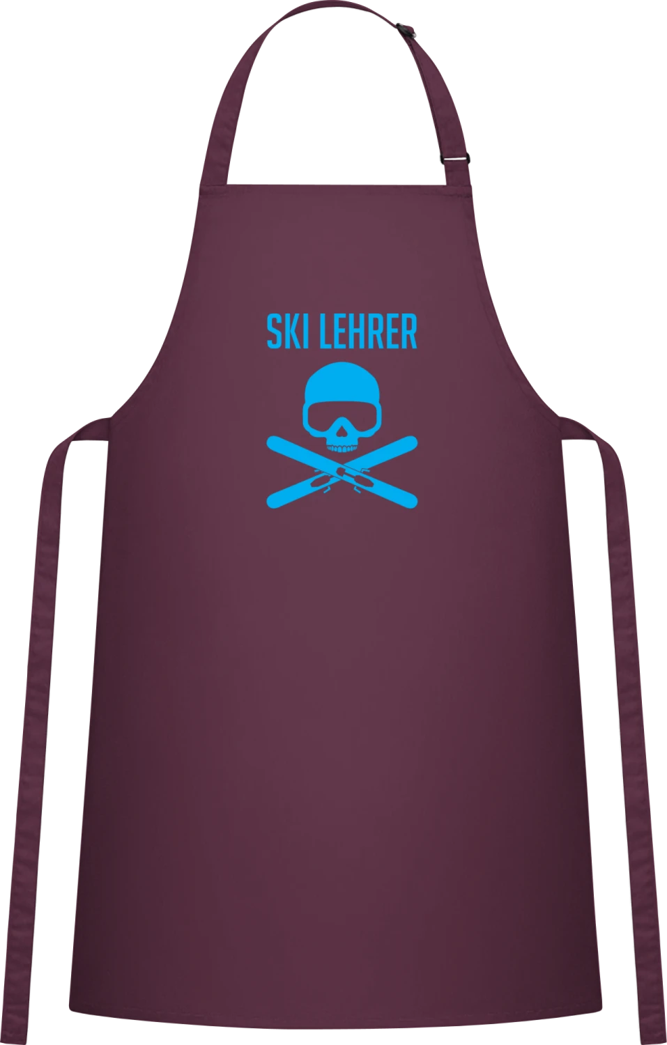 Ski Lehrer - Aubergine Cotton Bib Apron - Front