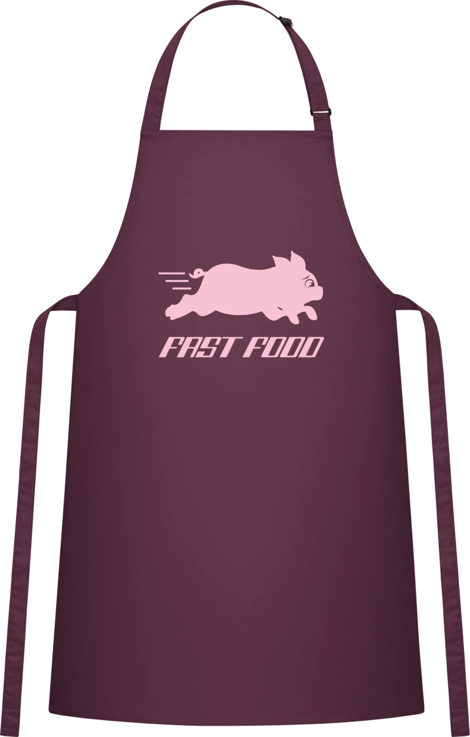 Fast Food Pig - Aubergine Cotton Bib Apron - Front