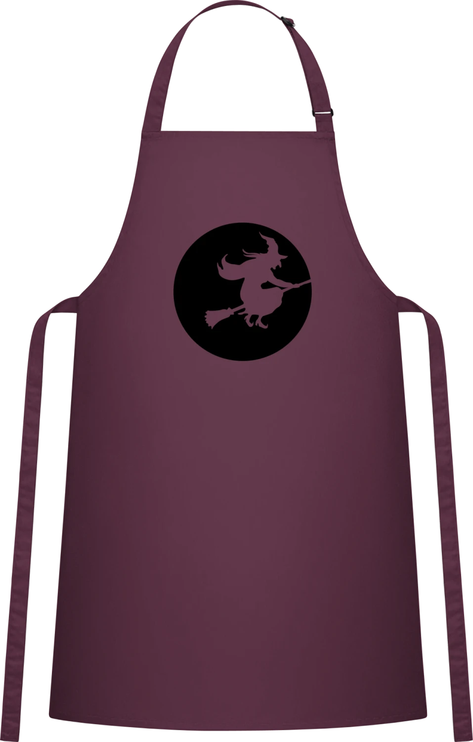 Witch Moon Silhouette - Aubergine Cotton Bib Apron - Front