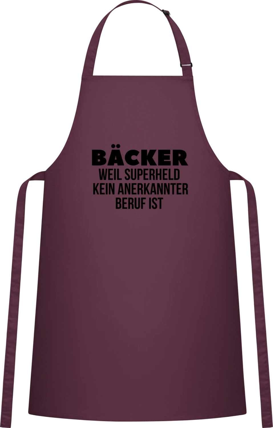 Bäcker weil Superheld kein anerkannter Beruf ist - Aubergine Cotton Bib Apron - Front