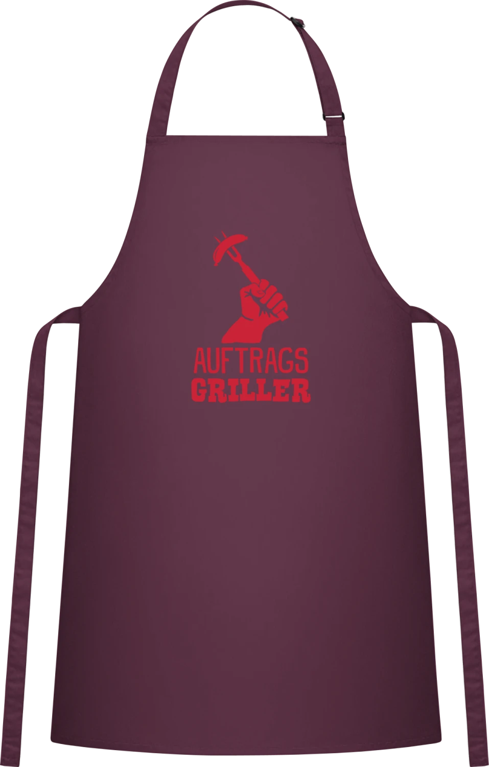 Auftrags Griller - Aubergine Cotton Bib Apron - Front