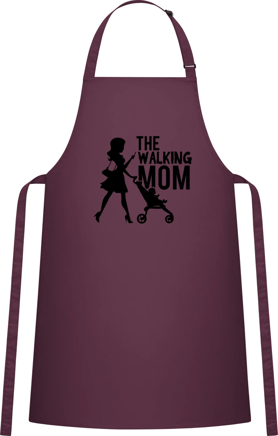 The Walking Mom Mobile phone - Aubergine Cotton Bib Apron - Front