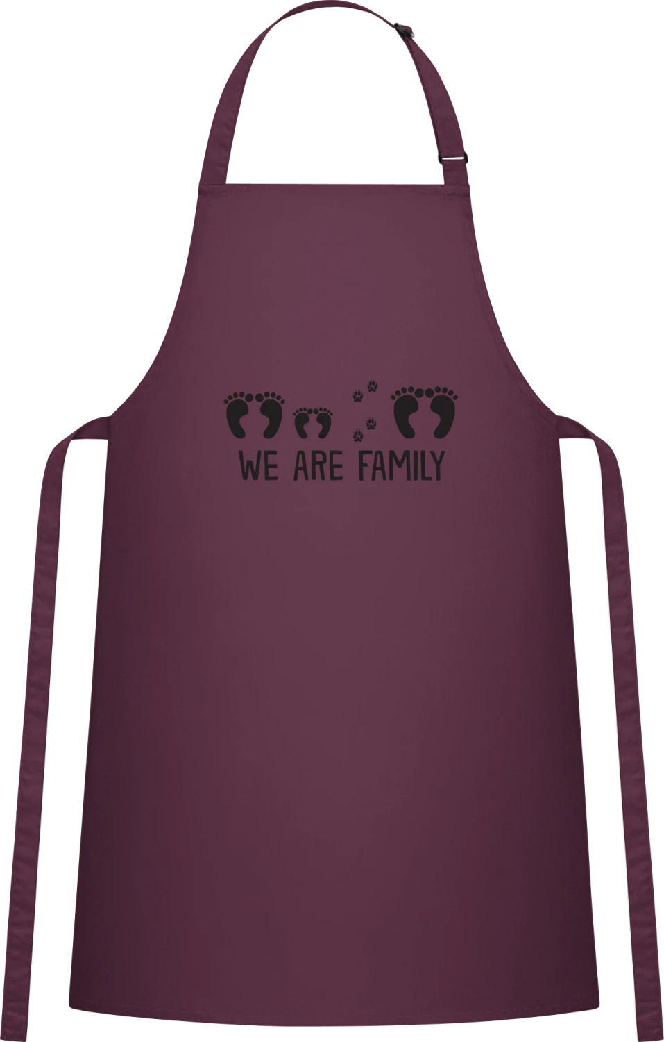 We Are Family - Aubergine Cotton Bib Apron - Front