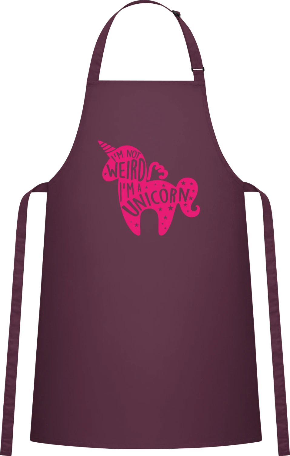 I'm Not Wired I'm A Unicorn - Aubergine Cotton Bib Apron - Front