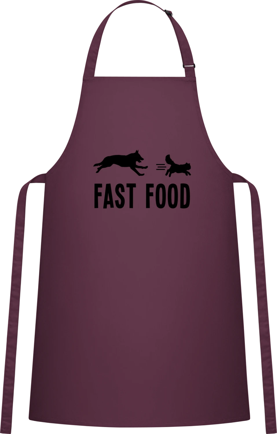 Fast Food Dog Cat - Aubergine Cotton Bib Apron - Front