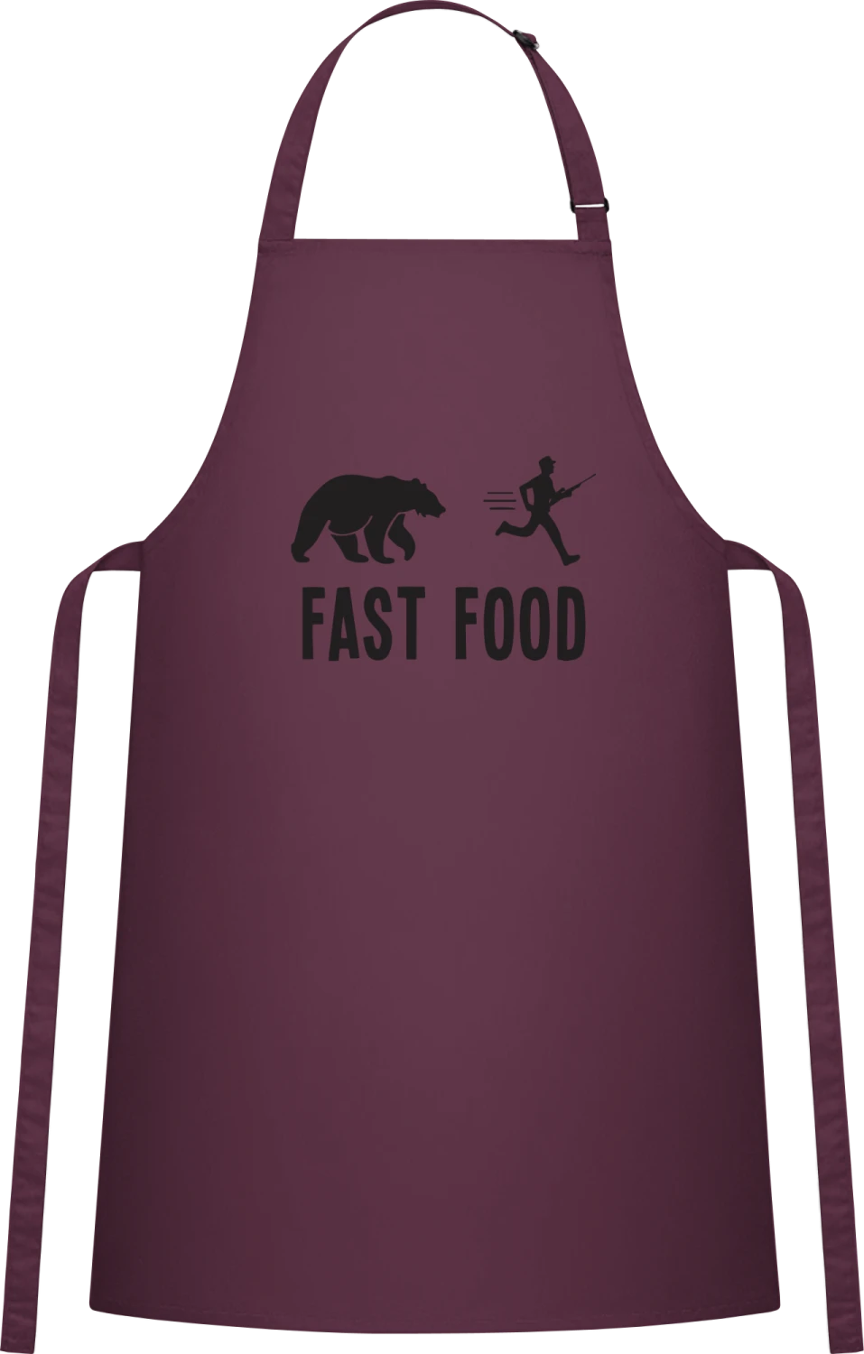 Fast Food Hunter - Aubergine Cotton Bib Apron - Front