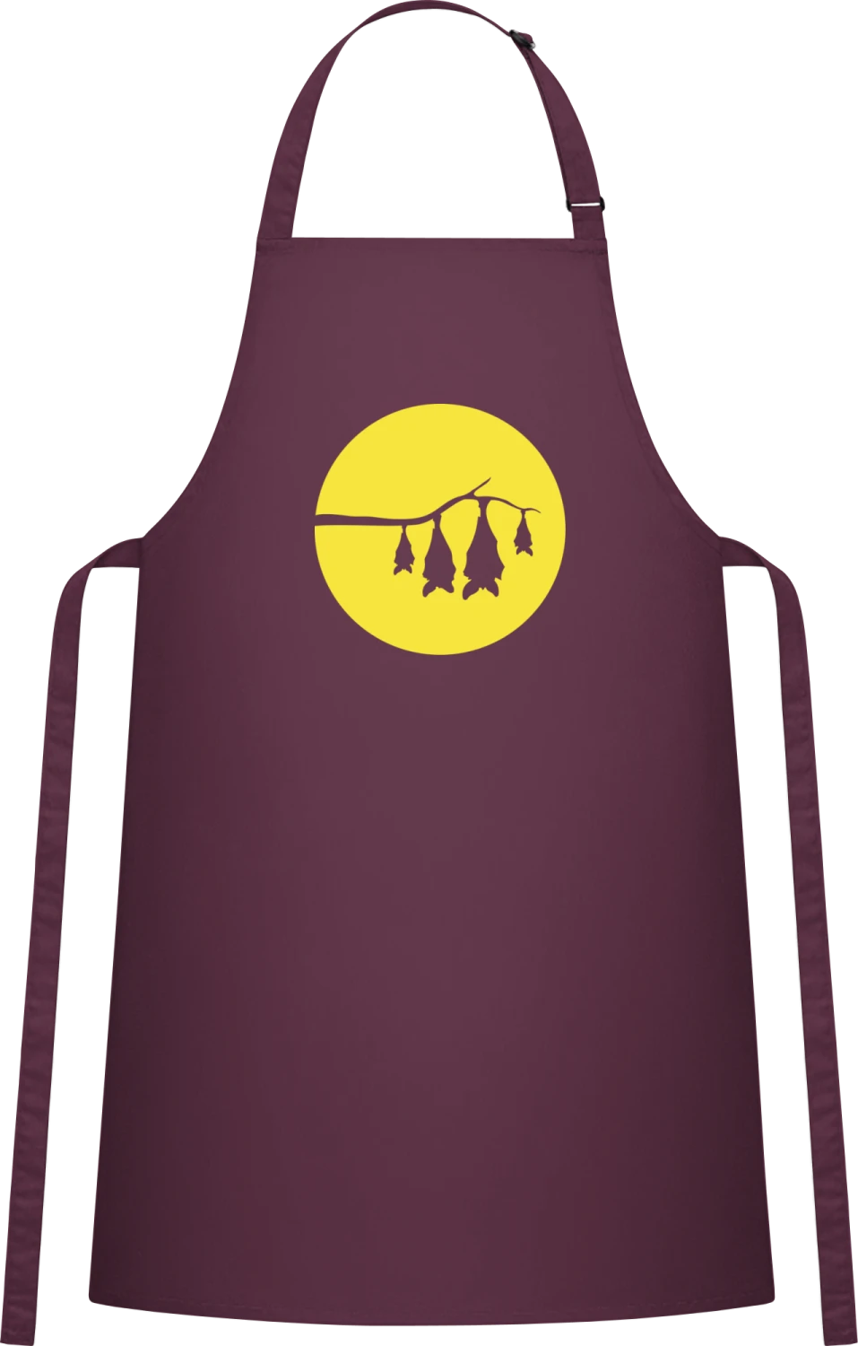 Bat Family Moonlight - Aubergine Cotton Bib Apron - Front