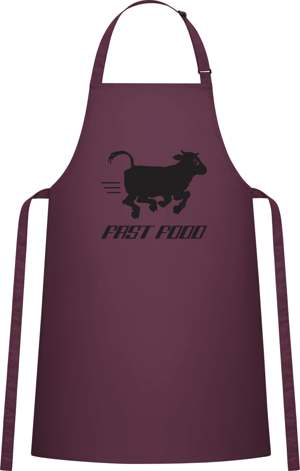 Fast Food Cow - Aubergine Cotton Bib Apron - Front