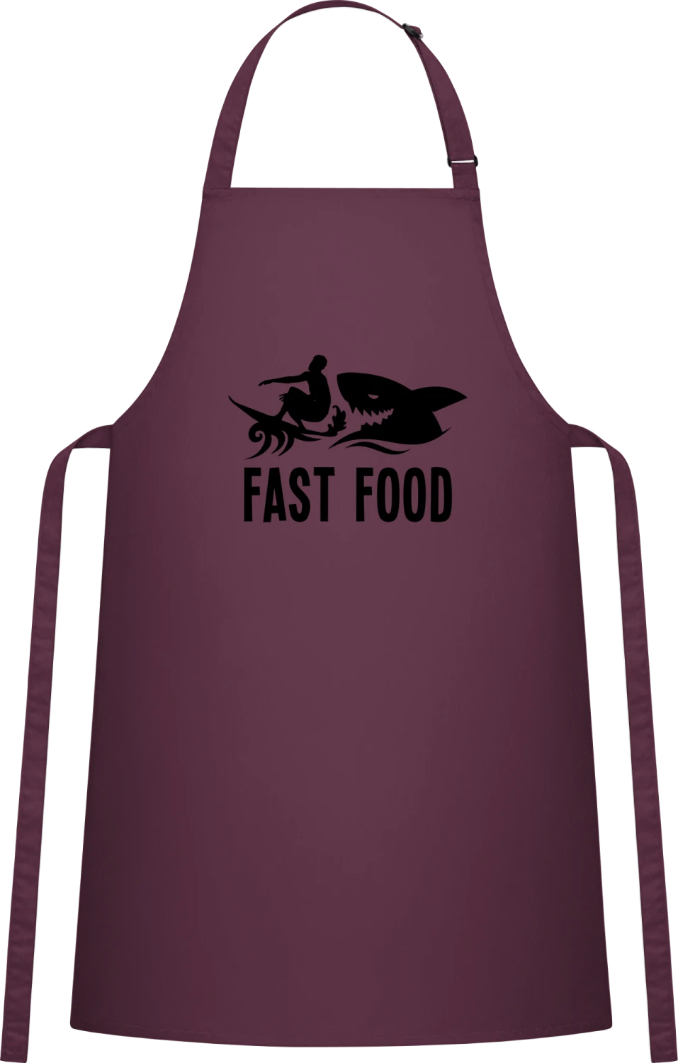 Fast Food Surfer Shark - Aubergine Cotton Bib Apron - Front