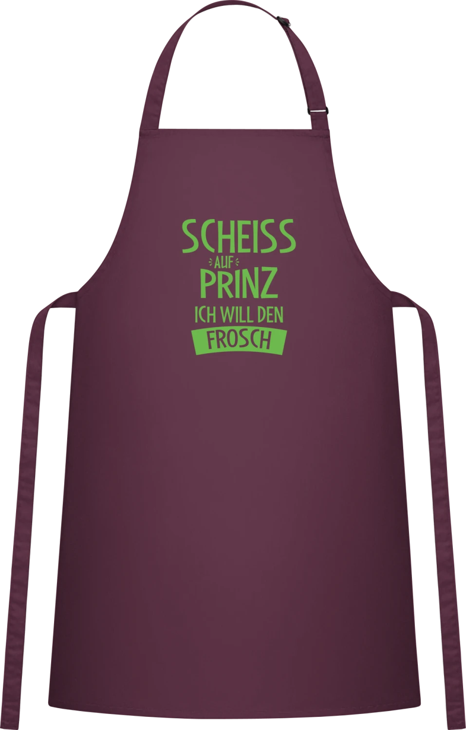 Scheiss auf Prinz ich will den Frosch - Aubergine Cotton Bib Apron - Front