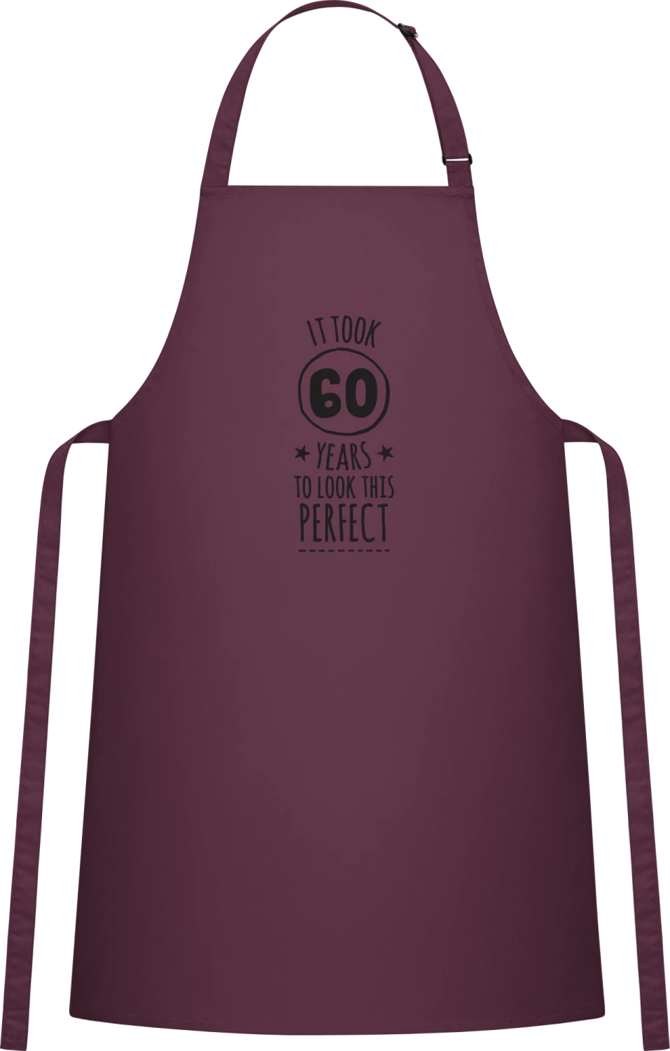 It Took 60 Years To Look This Perfect - Aubergine Cotton Bib Apron - Front