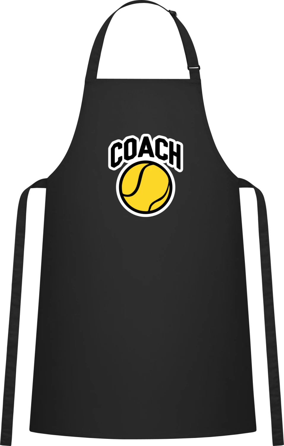 Tennis Coach Logo - Black Cotton Bib Apron - Front