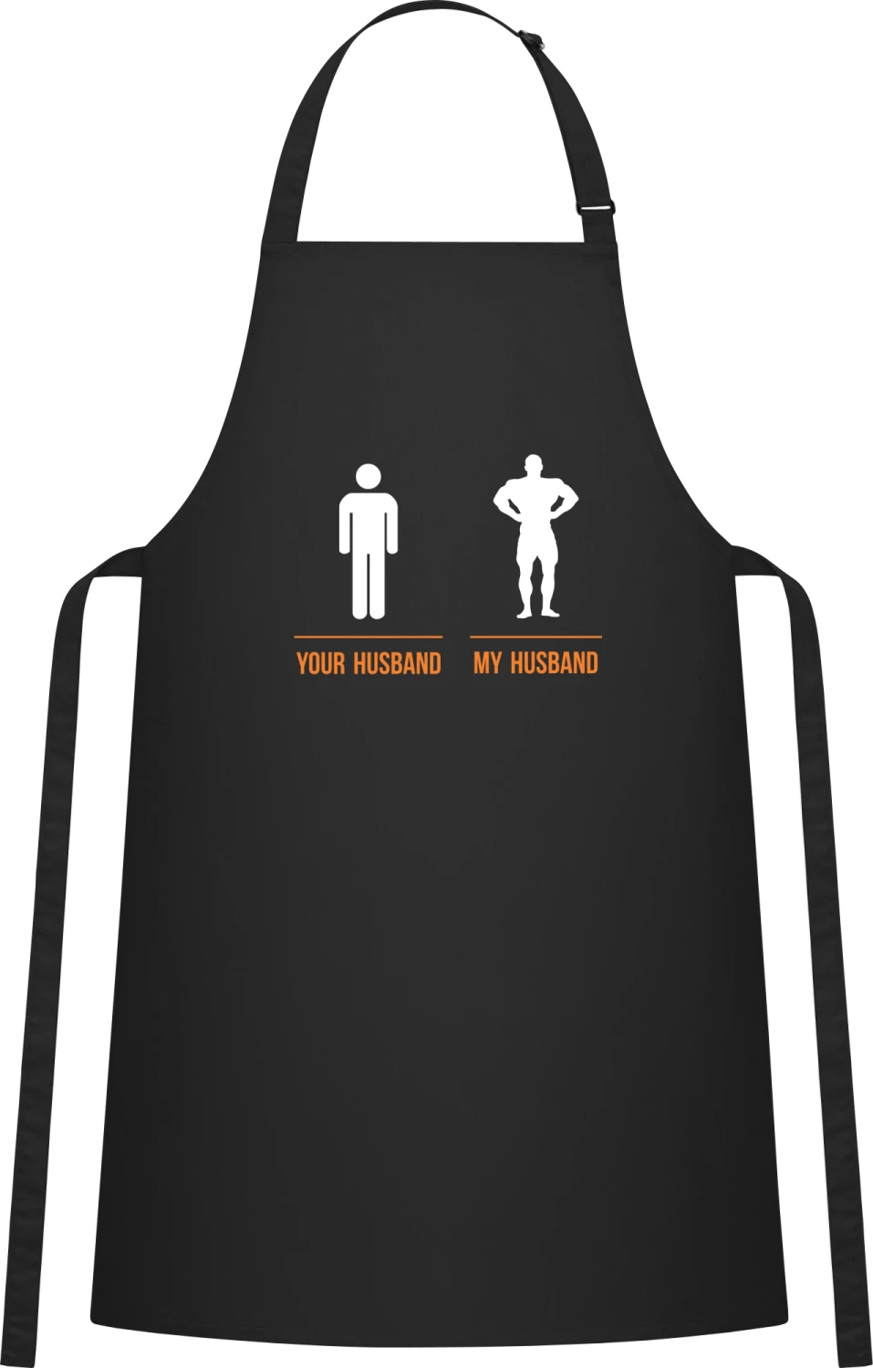 Your Husband My Husband - Black Cotton Bib Apron - Front