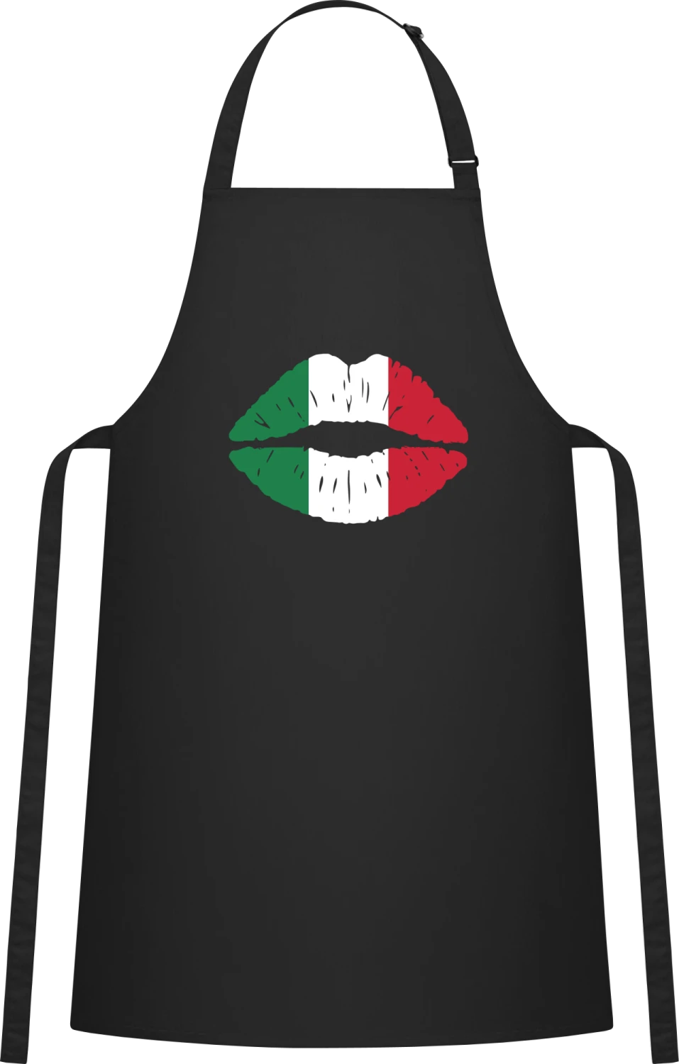 Italian Kiss - Black Cotton Bib Apron - Front