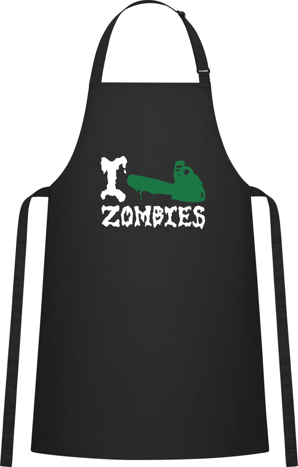 I Love Zombies - Black Cotton Bib Apron - Front