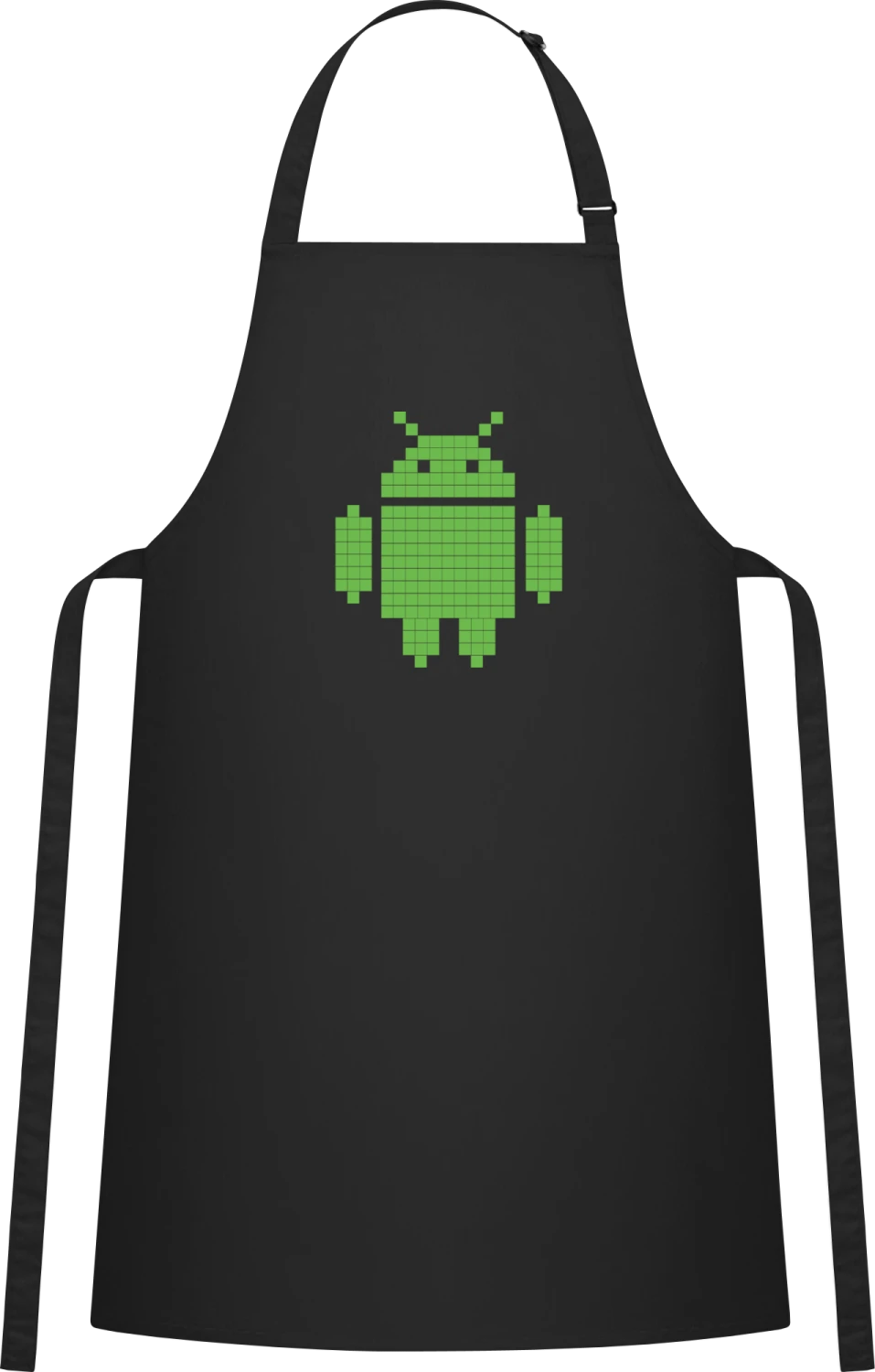 Android Robot - Black Cotton Bib Apron - Front