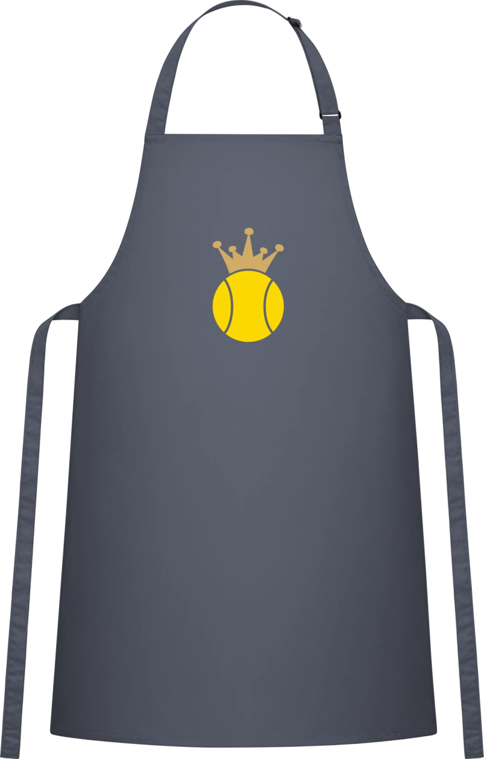 Tennis Ball And Crown - Dark Grey Cotton Bib Apron - Front