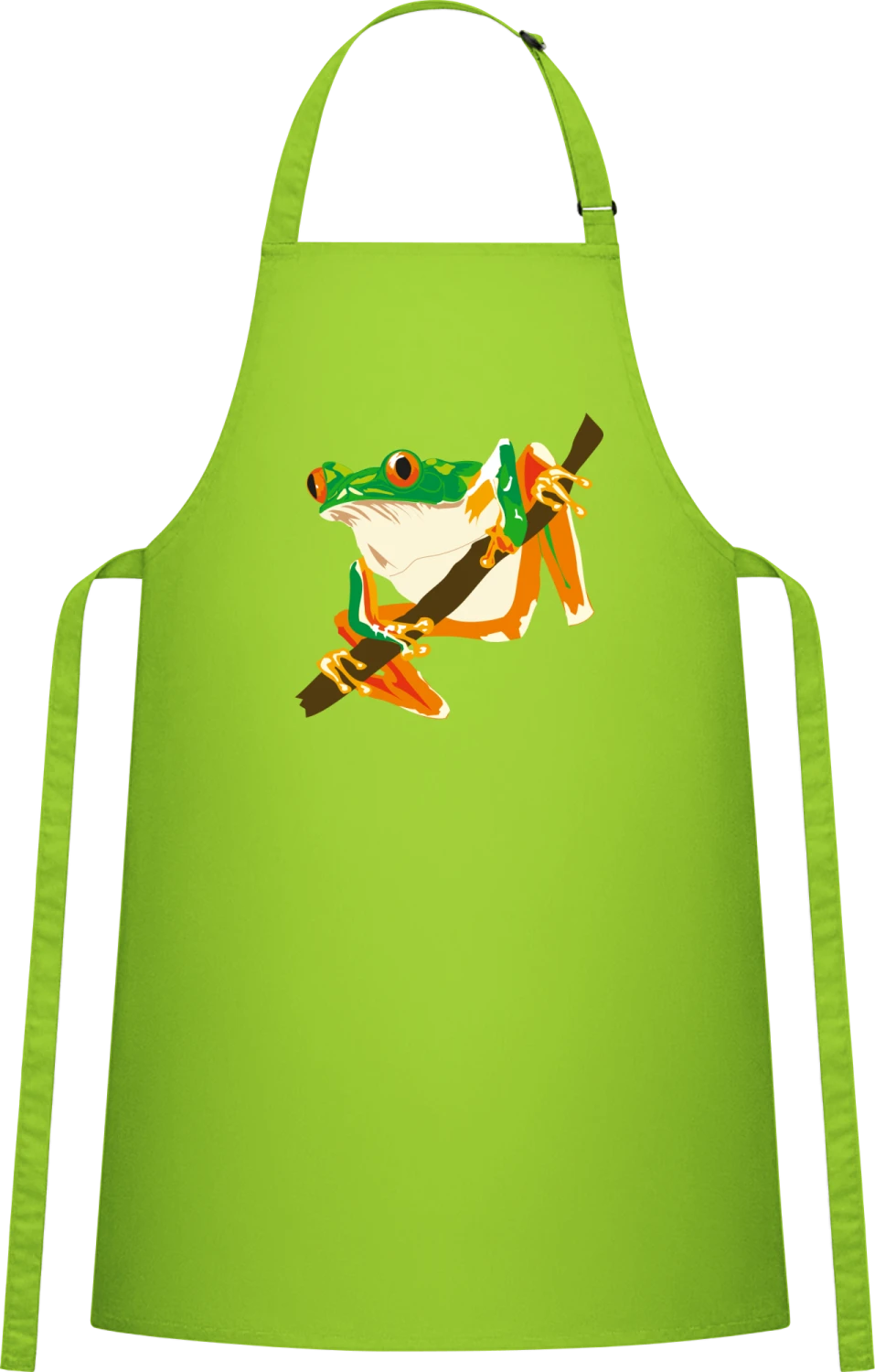 Red Eyed Tree Frog On The Tree - Lime Cotton Bib Apron - Front