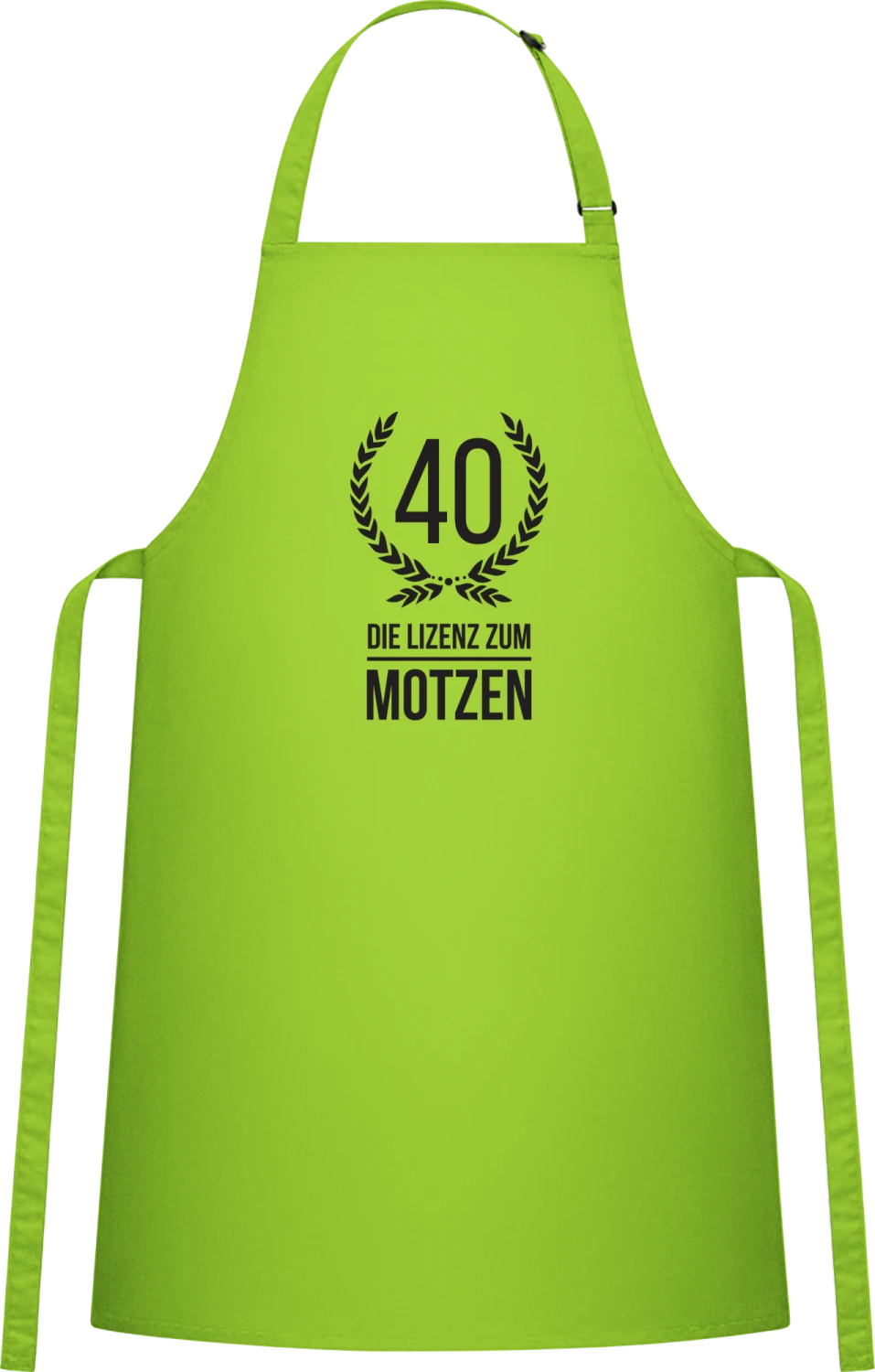 40 Jahre die Lizenz zum Motzen - Lime Cotton Bib Apron - Front