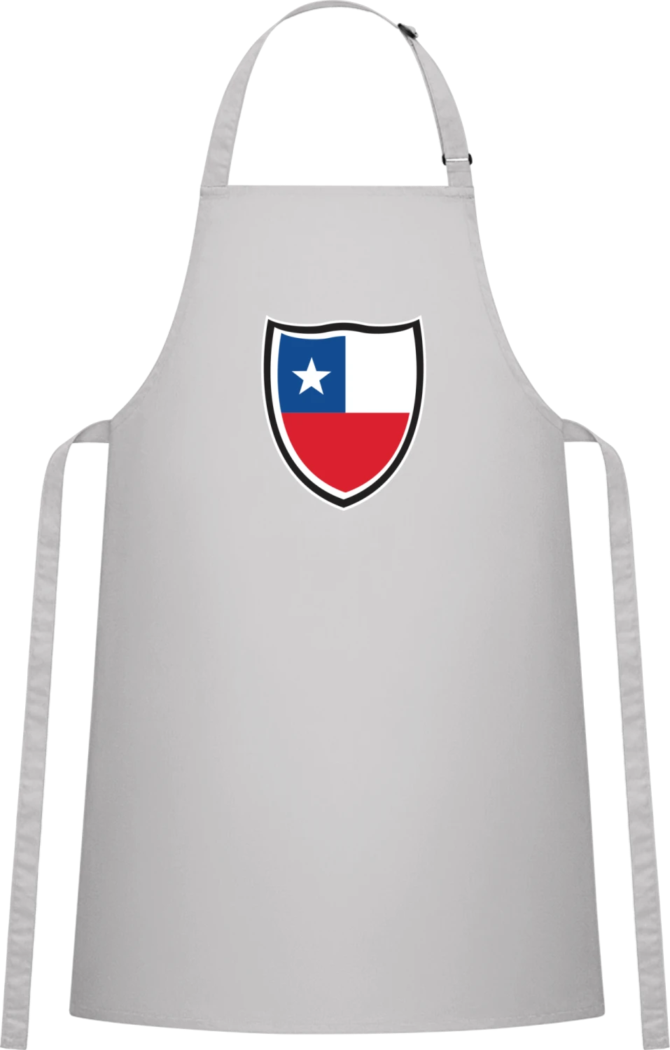 Chile Flag Shield - Silver Cotton Bib Apron - Front