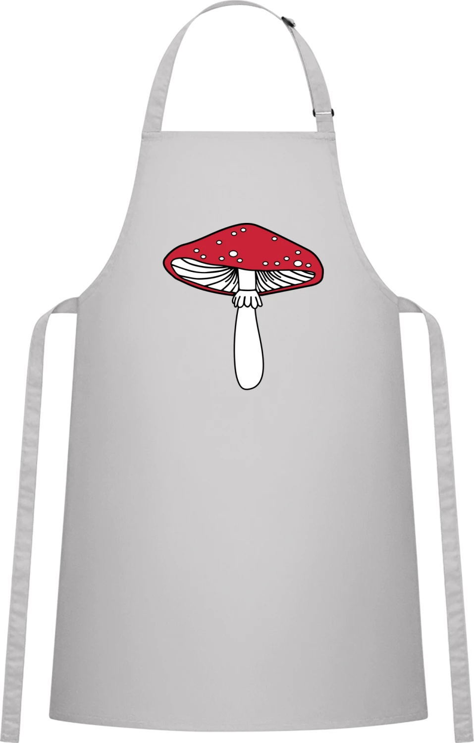 Red Mushroom - Silver Cotton Bib Apron - Front