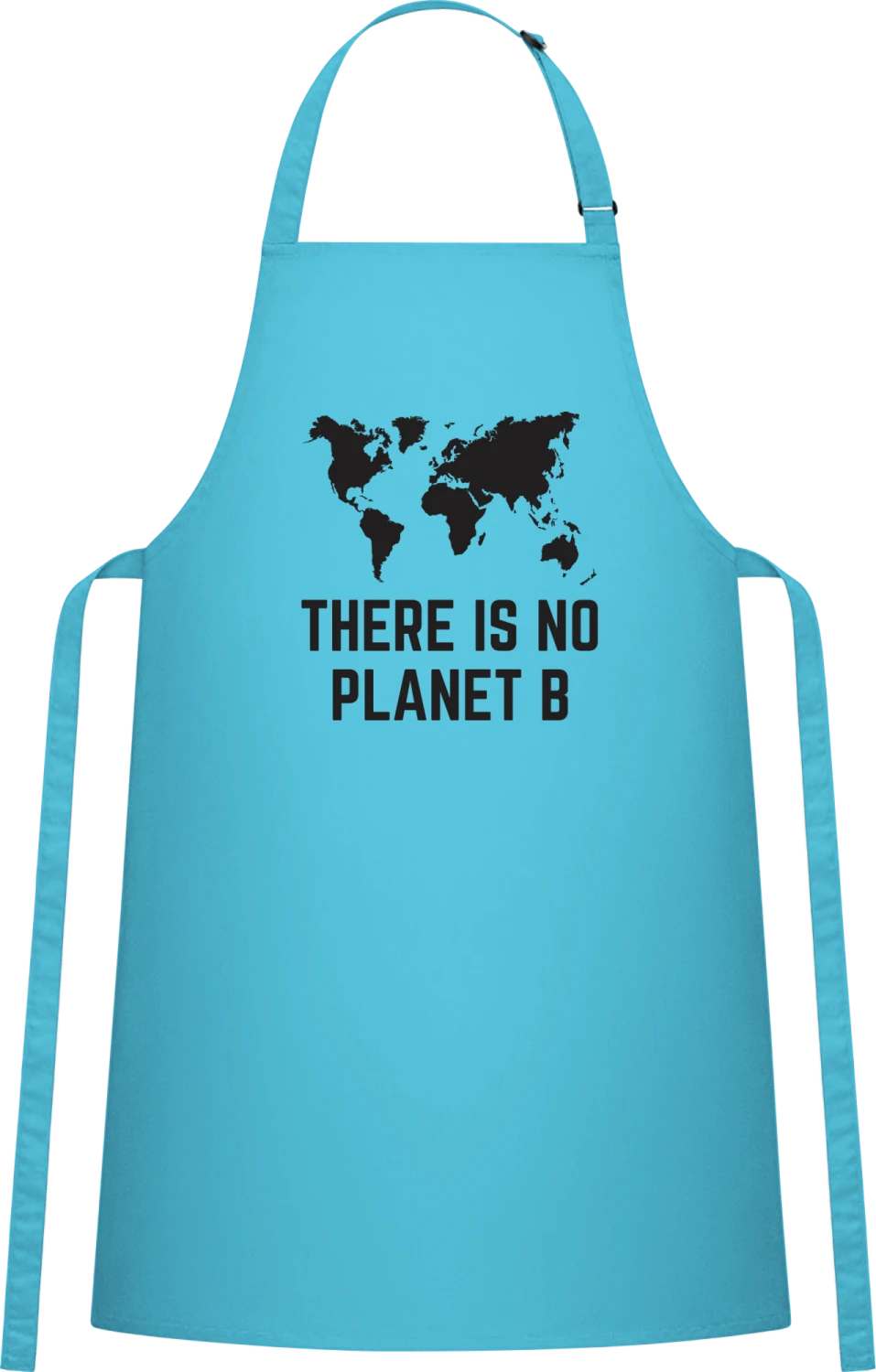 There Is No Planet B Silhouette - Turquoise Cotton Bib Apron - Front