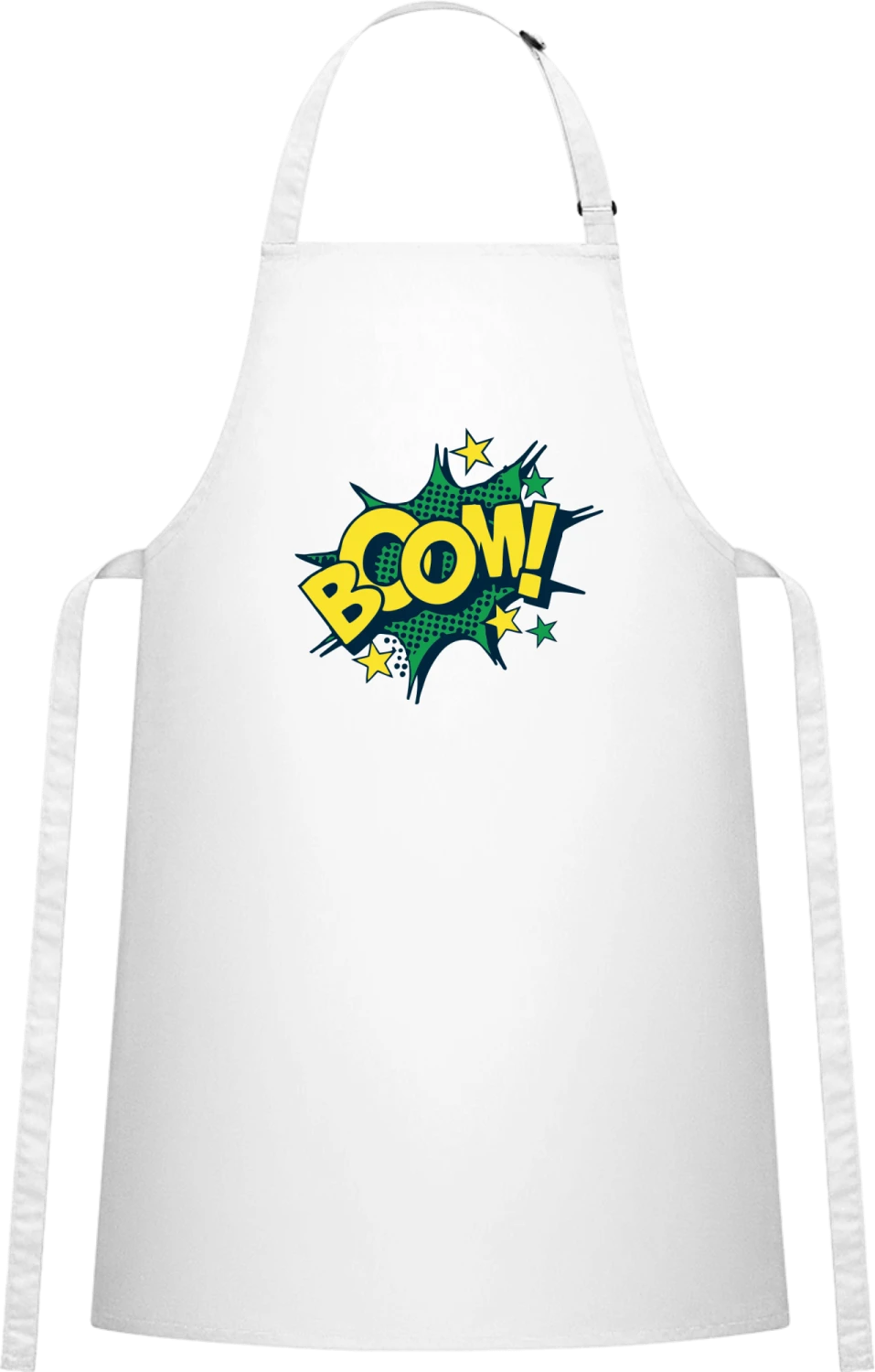 Boom Comic Style - White Cotton Bib Apron - Front