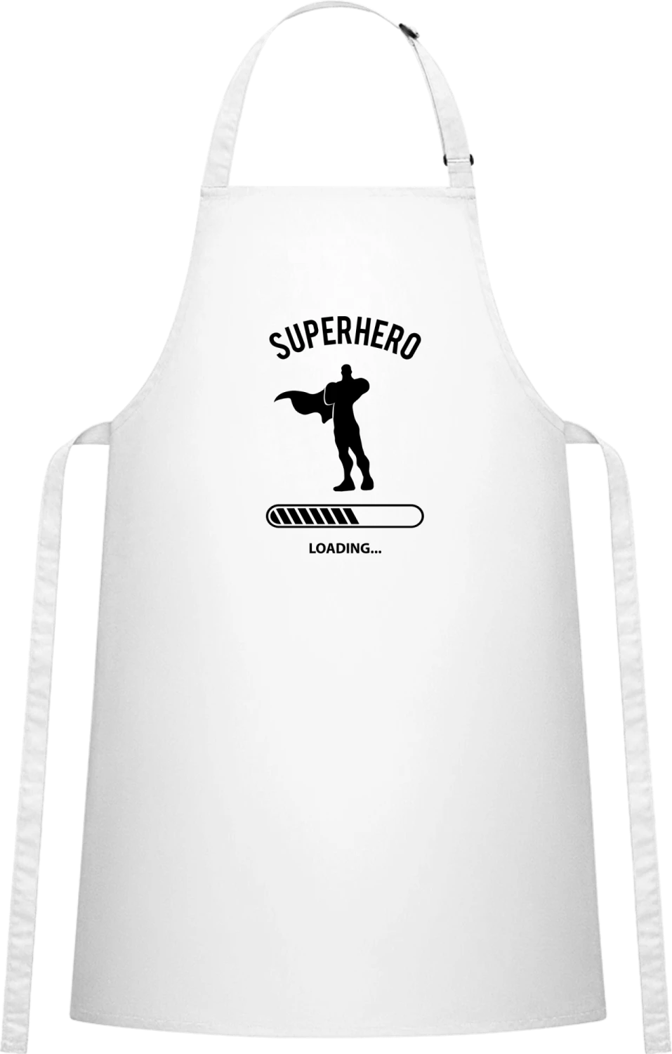 Superhero Loading - White Cotton Bib Apron - Front