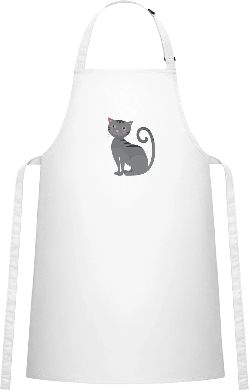 Little Cat - White Cotton Bib Apron - Front