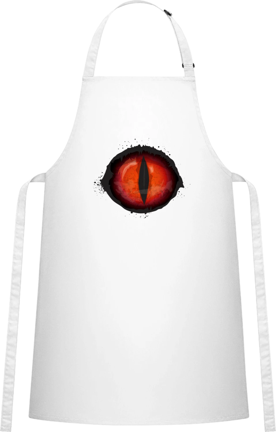 Scary Red Monster Eye - White Cotton Bib Apron - Front