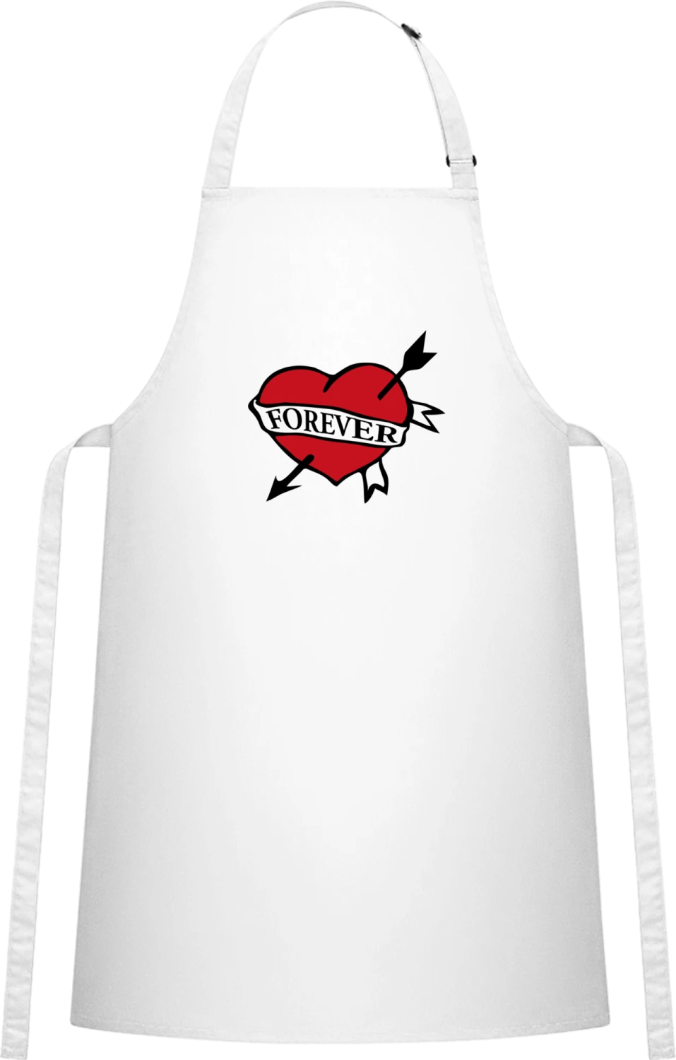 Forever Love - White Cotton Bib Apron - Front