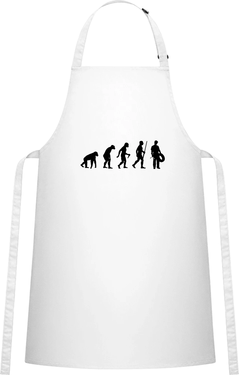 Auto Mechanic Evolution - White Cotton Bib Apron - Front