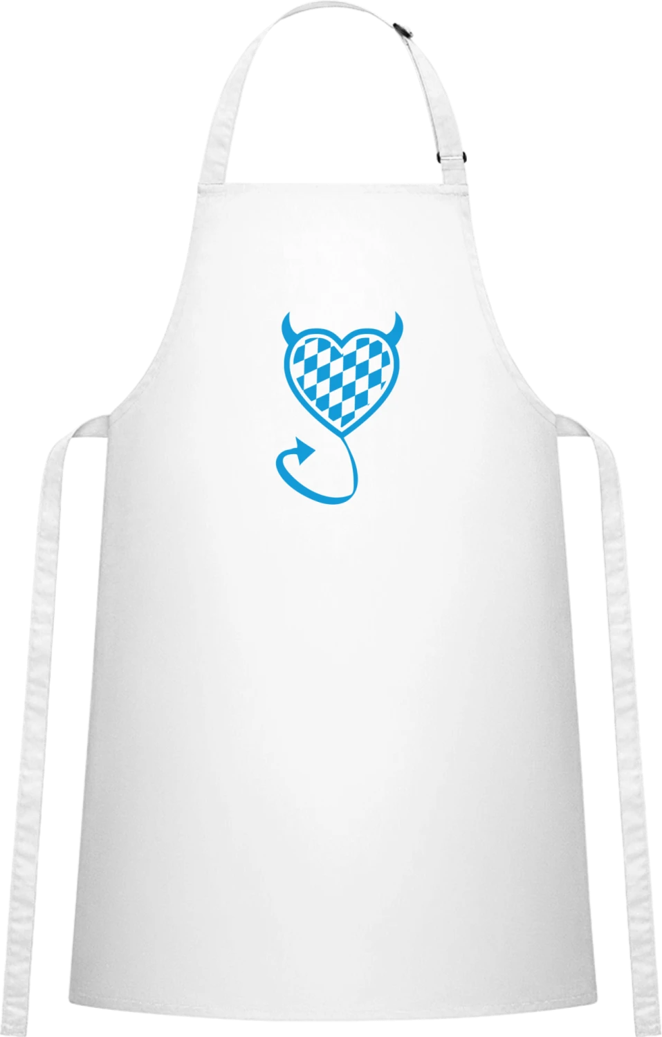 Bavarian Devil - White Cotton Bib Apron - Front