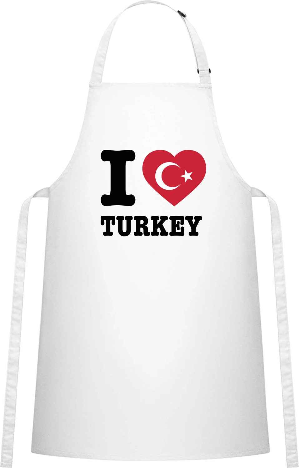 I Love Turkey - White Cotton Bib Apron - Front