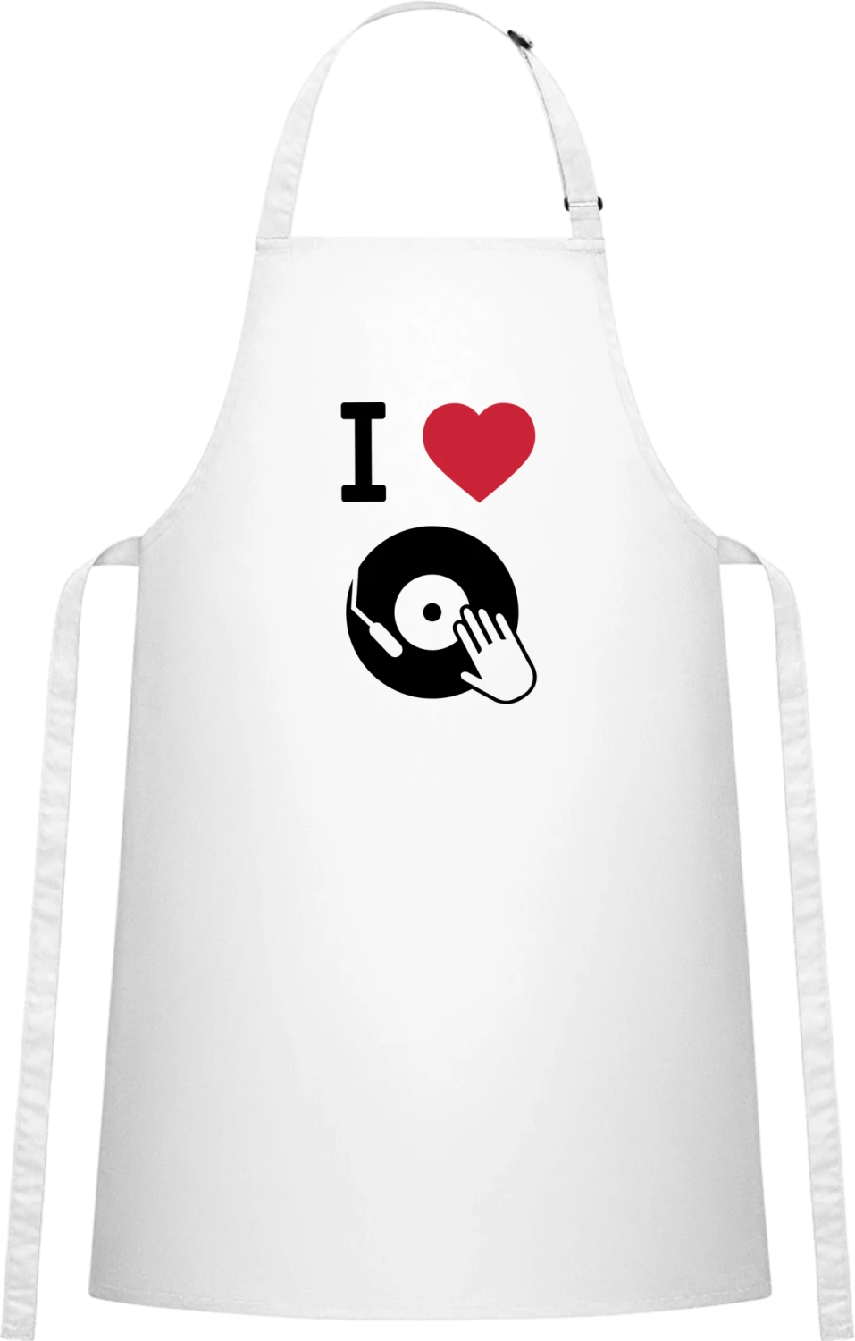 I Love Vinyl Scratching - White Cotton Bib Apron - Front