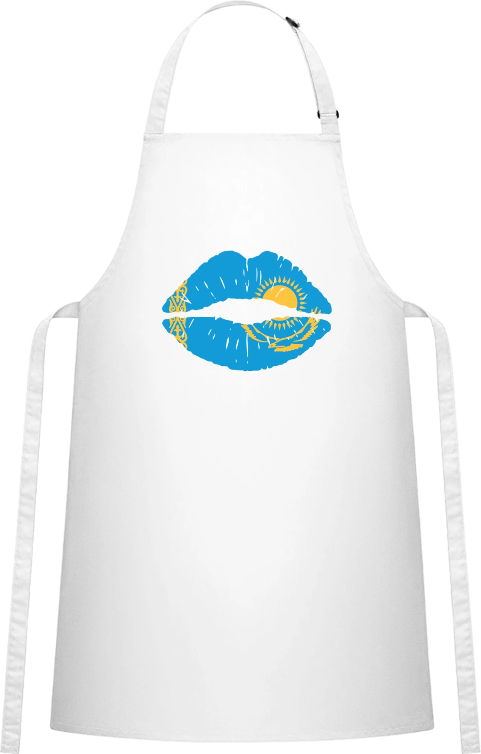 Kazak Kiss Flag - White Cotton Bib Apron - Front