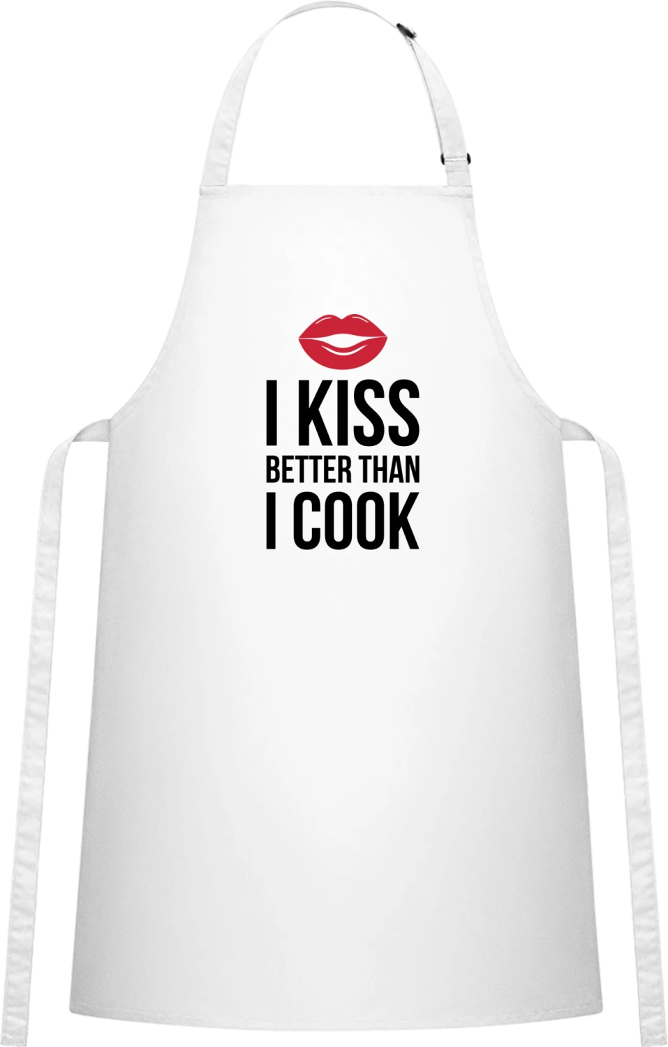 I Kiss Better Than I Cook - White Cotton Bib Apron - Front