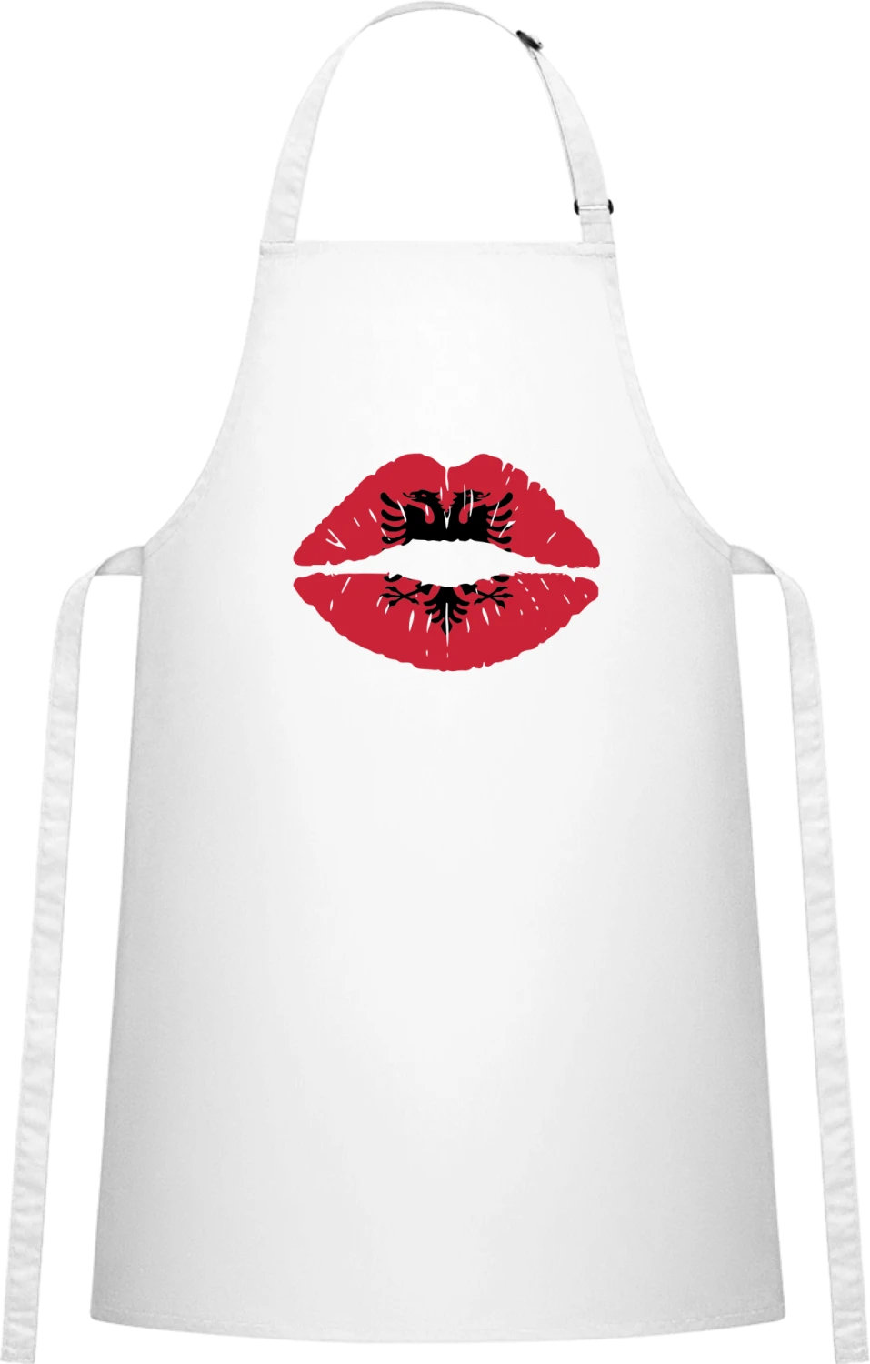 Albanian Kiss Flag - White Cotton Bib Apron - Front