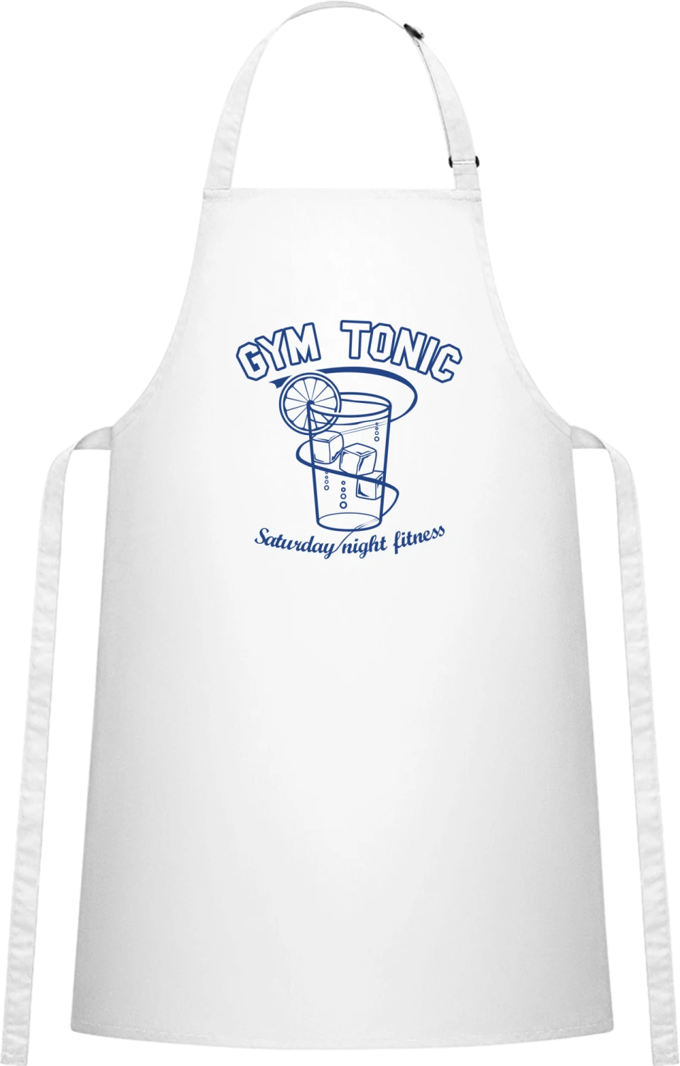 Gym Tonic - White Cotton Bib Apron - Front