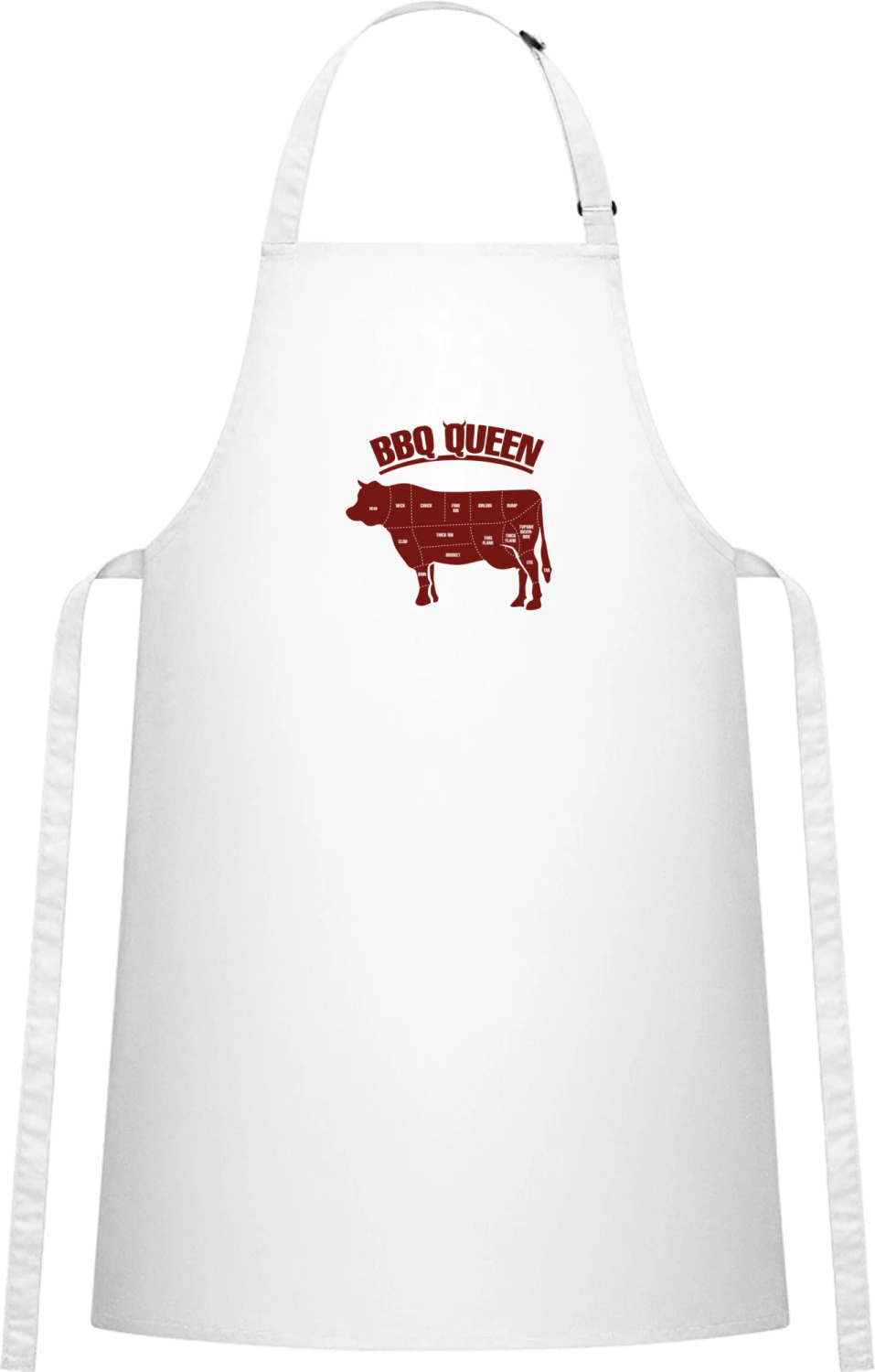 BBQ Queen - White Cotton Bib Apron - Front